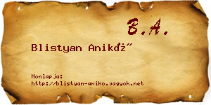 Blistyan Anikó névjegykártya